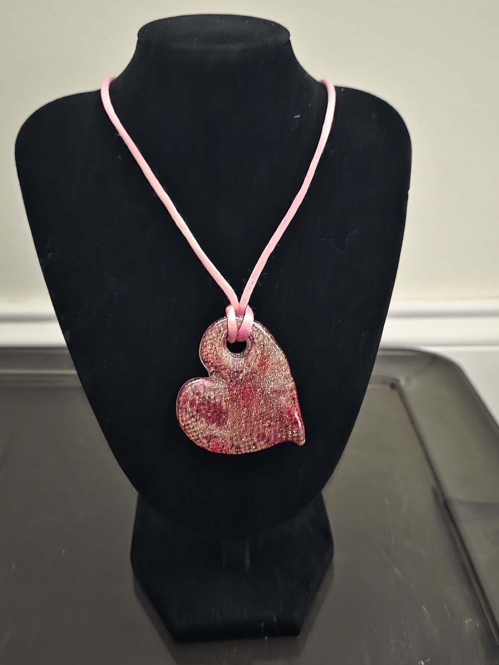 Pink Heart Resin Pendant Necklace - Women Jewelry